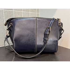 MDBM Maison de Beaute Marseilles Chatou Structured Leather Crossbody Bag Blue